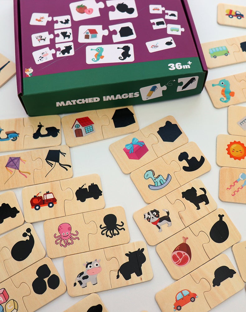 Wooden Animal Traffic Marine Cognitive Matching Puzzle Children'S Educational Enlightenment Shadow Jigsaw Puzzle Toy - Image 1